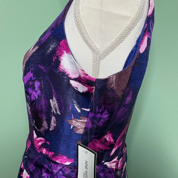 Nine West NWT Floral Mini Dress - Purple and Pink zipper 4 - Picture 9 of 10